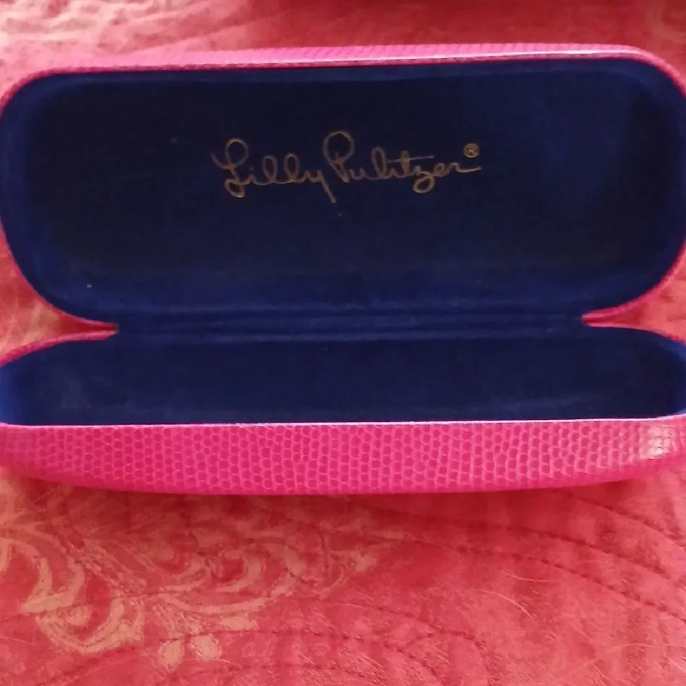 Lilly Pulitzer Pink Eyeglass Case with Gold Logo